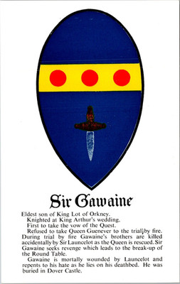 Sir Gawaine King Arthur's Hall Souvenir England UK Unposted Postcard D93