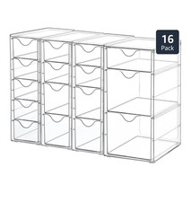 Acrylic Organizer with 16 Drawers 4 Set ,Clear Storage Drawers for Office Suppl