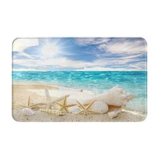 Summer Beach Starfish Seashells Bathroom Rugs Soft Bath Mat Coastal Non Slip ...