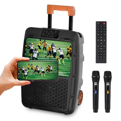 SoundRover View Portable Bluetooth Speaker with 14  1080P Display, 150W Peak ...