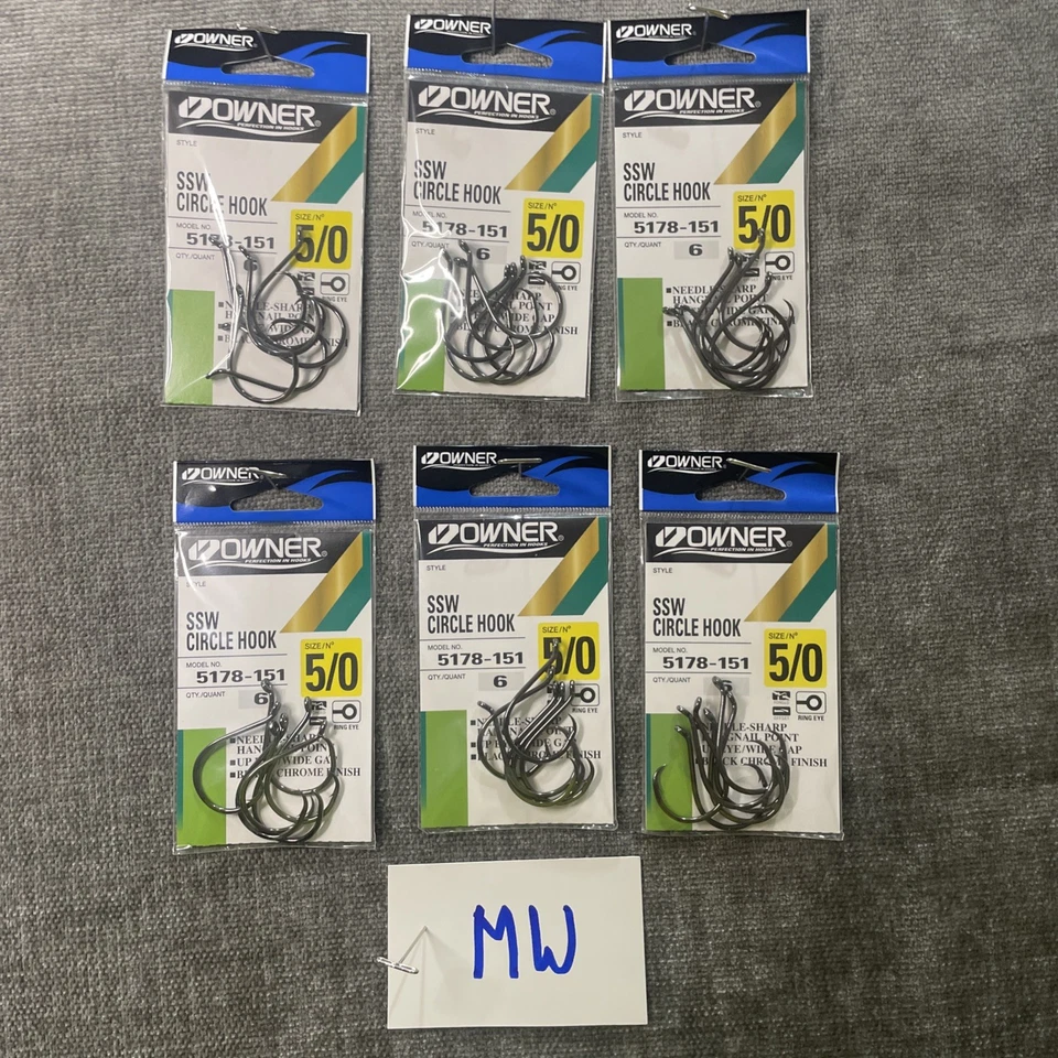 Owner SSW Circle Hook Size 5/0- 5178-151 - NEW-LOT OF 6 -(MW) - Image 2 of 4