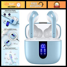 True Wireless Bluetooth Earbuds, 60H Playtime, LED Display, IPX5 Waterproof, Mic