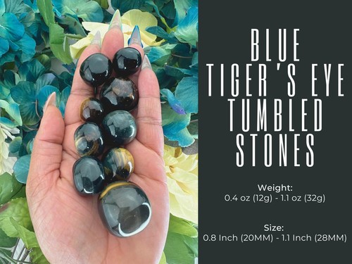 Blue Tiger's Eye Tumble Stone - Tumbled Blue Tiger's Eye Stone - Hawk's Eye - Picture 4 of 10