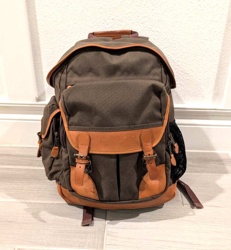 Vintage* LL Bean Maine Rucksack Backpack Khaki Cotton Wax  display picture 1