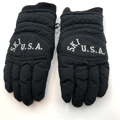 Ski USA Youth One Size Outdoor Gloves Black Insulated Water Resistant Thinsulate