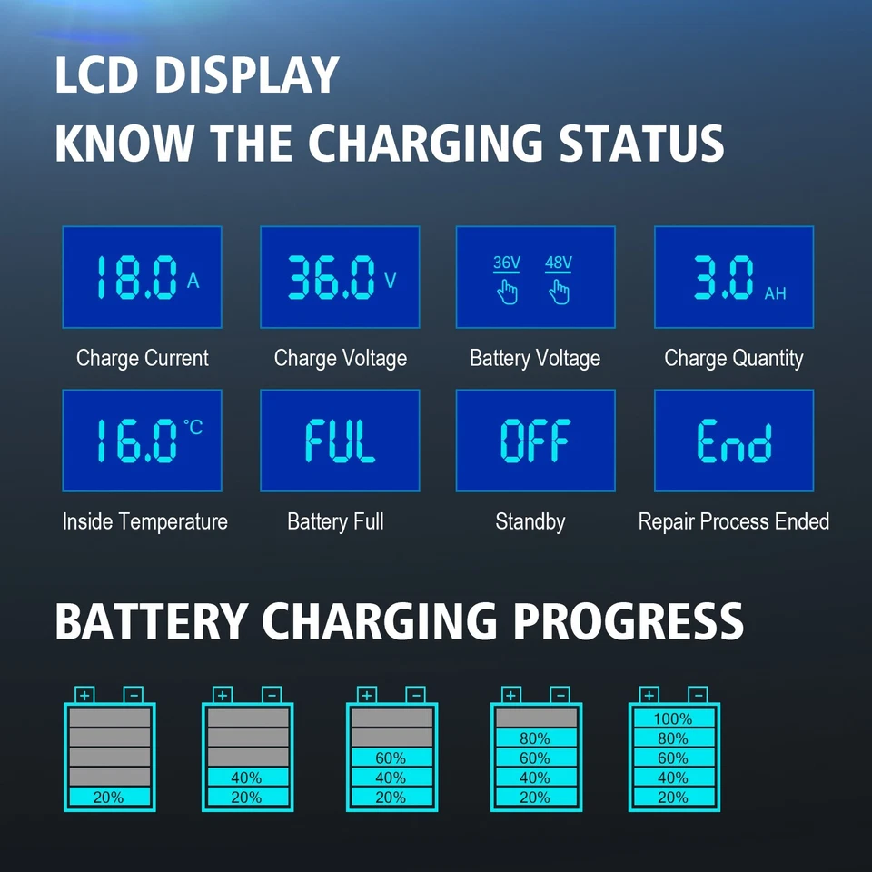 13Amp Golf Cart Charger for 48 Volt Club Car Lead Acid Battery &3-Pin Round Plug Foto 4 de 4