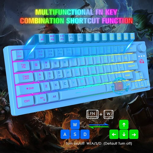 4000mAh Rechargeable Gaming Keyboard Mouse Set Wireless RGB LED 64 Keys For PC - Picture 5 of 22