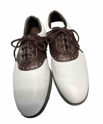 FootJoy Mens Oxford Golf Shoes 8.5 M Classic Spike Saddle TURFMASTER White Brown - Bild 2 von 10