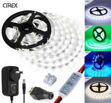 LED Strip Lights Waterproof 12V 5M 2835 SMD 300 LEDs + Dimmer + Adapter Car Boat