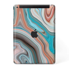 Skins Decal Wrap for Apple iPad 9.7 2017 Teal Blue Brown Geode Stone Marble