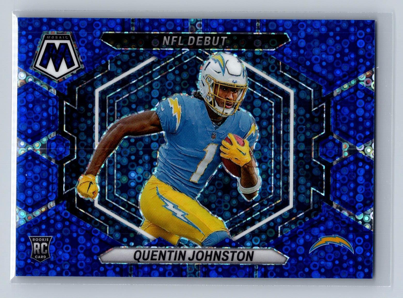 2023 Panini Mosaic Quentin Johnston Blue No Huddle Mosaic #ND-16 #/75 Chargers