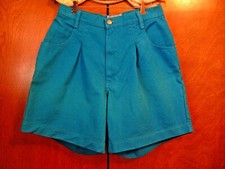 Vintage Womens Sasson Mom Shorts Bright Teal Front Pleats Size 12 1990's Mexico