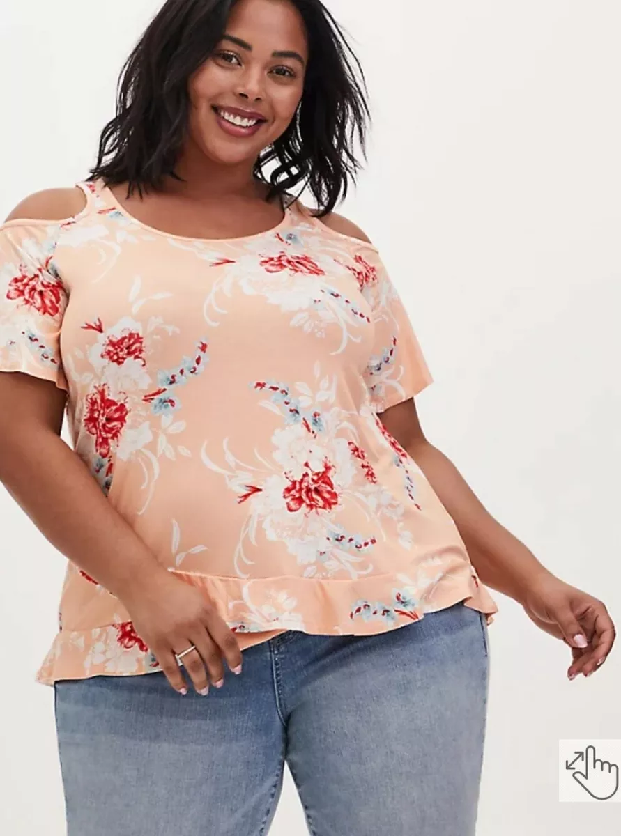 NWT Torrid Plus Size 3 3X 22/24 SUPER SOFT PEACH FLORAL COLD