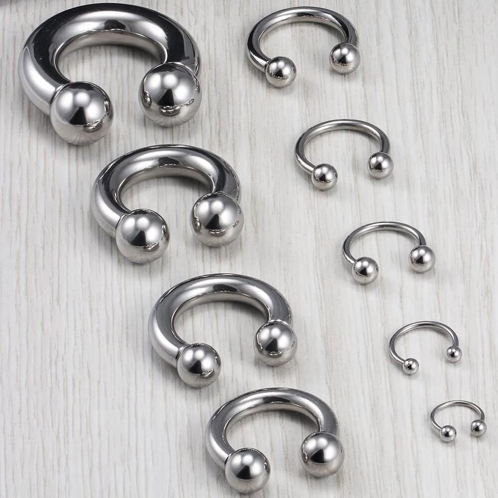 Large Gauges Steel Horseshoe Septum Nose Ear Eyebrow Lip Ring Piercing