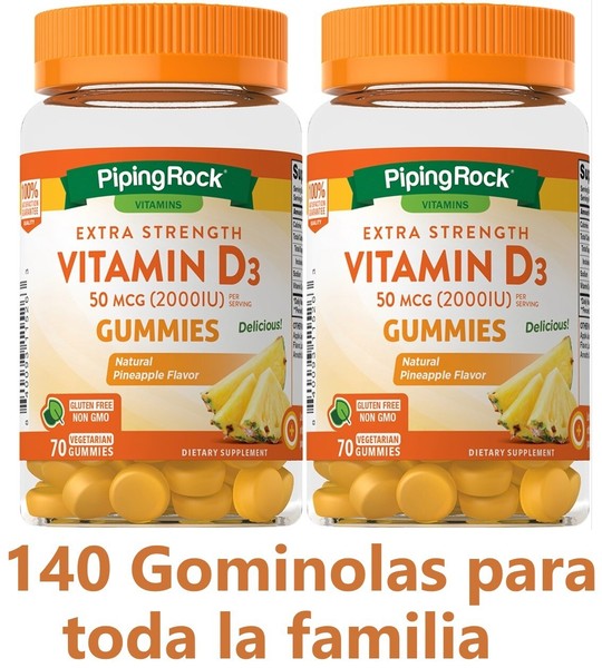 vitamina d3 2x70 Vegan Gummies sabor a piña 2000iu  SUPER PRECIO..!!