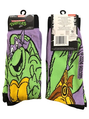 Nickelodeon RAPHAEL Men's Size 10-13 Crew Socks Purple Green Yellow Black Comic