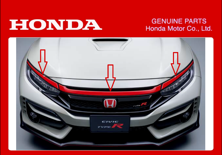 HONDA OEM FRONT GRILLE GARNISH RED CIVIC TYPE R FK8 20-21 FACELIFT