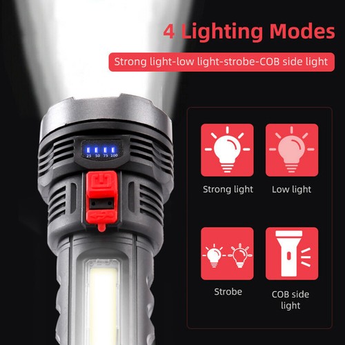 20000000LM Super Bright LED Flashlight Torch USB Rechargeable LED Work Light - Picture 4 of 14