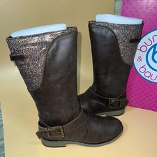 NIB Big Girls Size 2 Bumbums and Baubles Jasmine Chocolate Shimmer Leather Boots