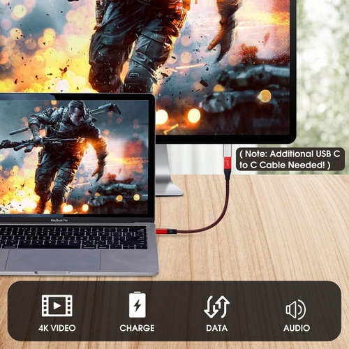 USB C Extension Cable Short, USB-C Male to Female Extender Braided Cord