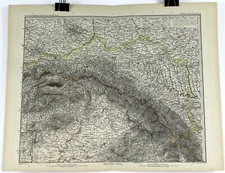 1897 German Map of Part of Austria Hungary from Stieler's Hand Atlas 19 x 15