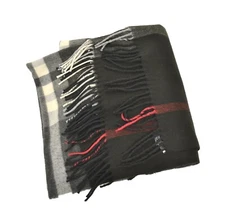 V. Fraas  Exploded womens Plaid Wrap  22" x 73" winter Scarf Black Plaid