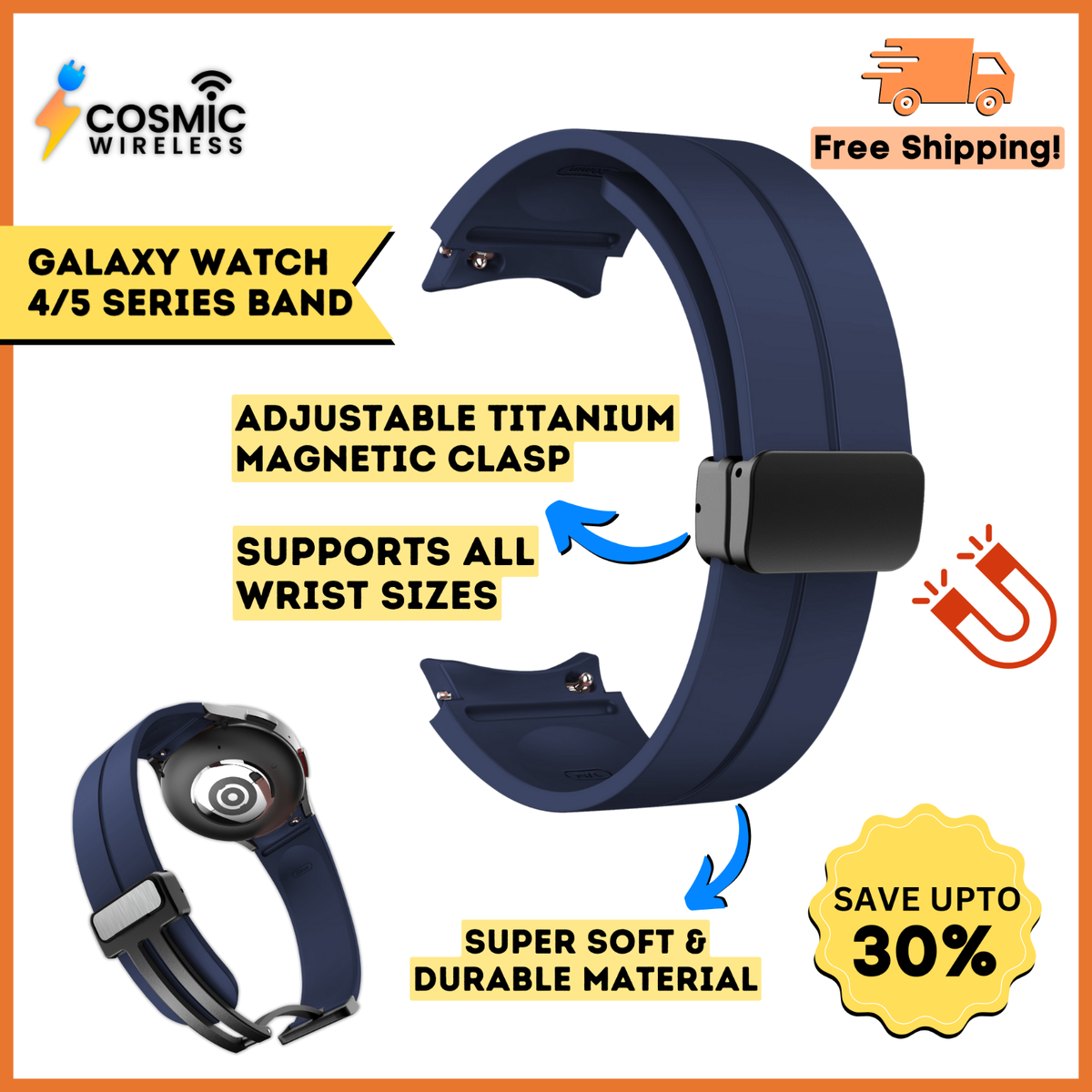 Magnetic Clasp Sport Band for Samsung Galaxy Watch 7/6 Classic/5/5