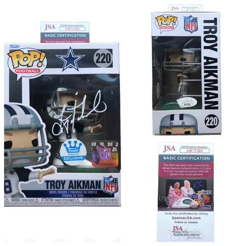 Troy Aikman Signed Autographed NFL Funko Pop #220 Dallas Cowboys JSA COA