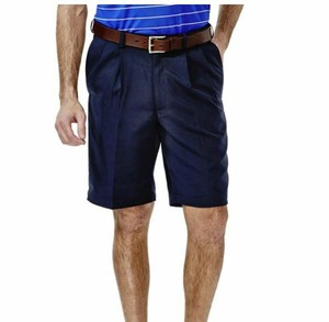 Haggar Golf Shorts Men's Blue Size 40 Pleated Cool 18 Inseam 9.5