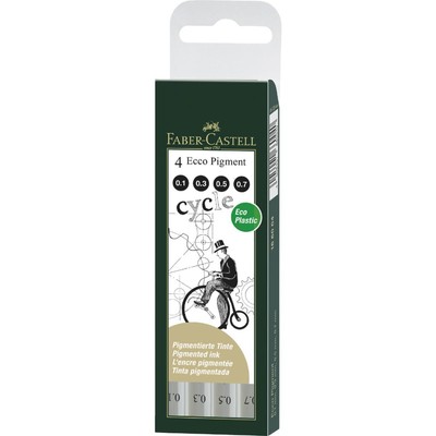 Tintenschreiber ECCO PIGMENT 4er Set (0,2 0,4 0,6 0,8 mm) schwarz FABER CASTELL