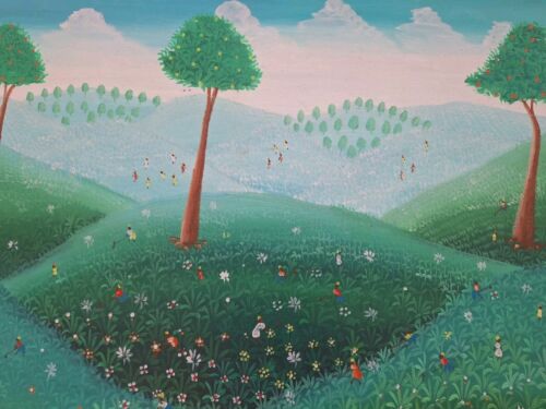 Peinture huile Sur Toile Paysage Nature Arbres Tableau Signé - Photo 6 sur 20