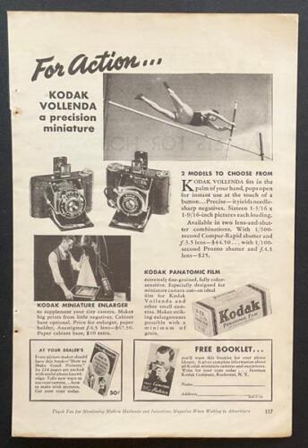 "Anuncio de página completa de Kodak Vollenda 1937 ""para acción... una miniatura de precisión""" - Imagen 1 de 1