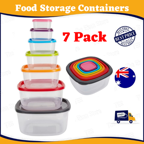 7 Pack Food Container Food Storage Box Airtight Square Food Storage