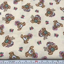 Vintage 1998 Daisy Kingdom Ted-E Bear Christmas Cotton Fabric by the HALF YARD