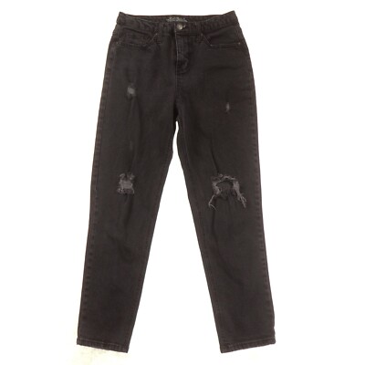 Wild Fable Black Distressed High Rise Mom Jeans Womens 6