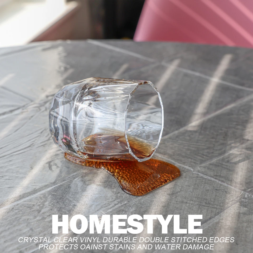 Mantel de vinilo transparente rectangular 100 % impermeable a prueba de aceite cubierta de mesa limpiable Foto 4 de 4