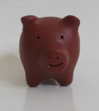 Good Luck Three Legged Piggy Folk Art Peruvian Dark Brown Pig Figurine 1 3/4"H
