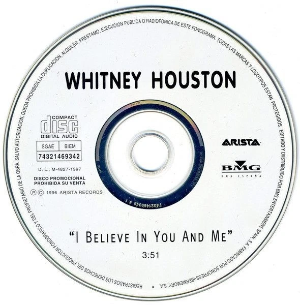 Whitney Houston – I Believe In You And Me (CD, Arista 74321 46934 2)