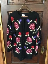 Beautiful Vintage ROSANNA Long Sweater Floral 