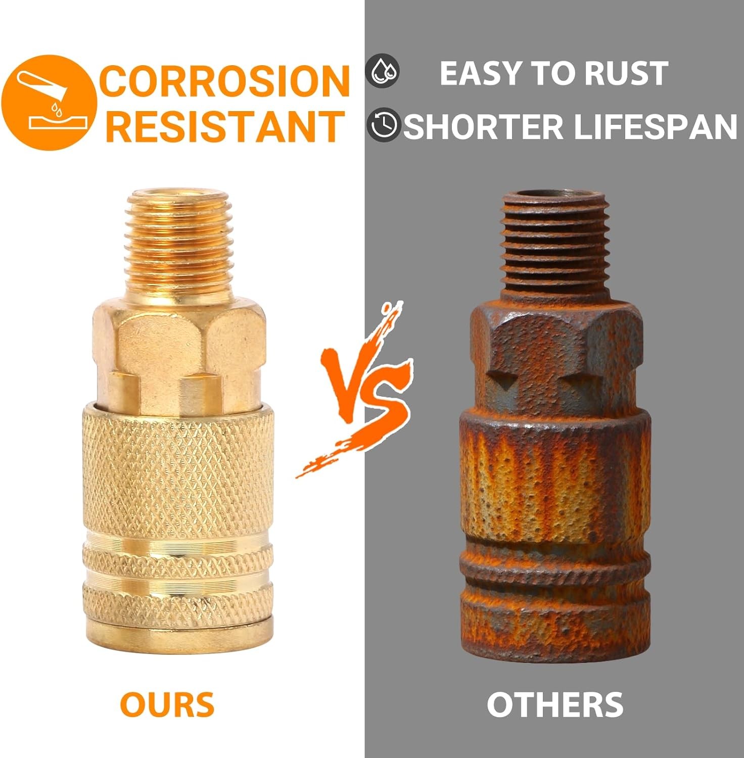 14 Pcs Brass Quick Connect Hose Fittings, Premium Air Hose Fittings, Coppering 1