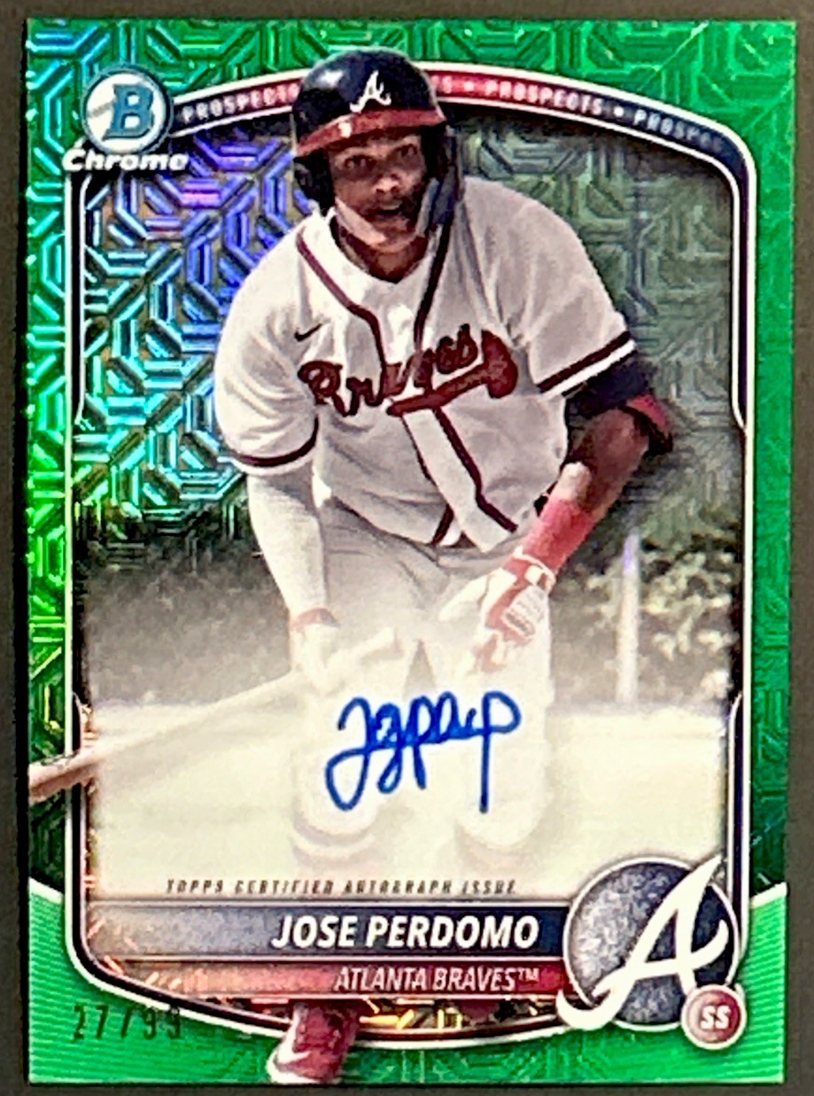 2025 Bowman Chrome - Jose Perdomo Prospect Autographs #BMA-JP Green Mojo /99