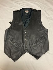 Vintage Genuine Leather Western Frontier Black Vest. Men's Size L