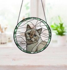 Personalized Pet Memorial Stained Glass Photo Suncatcher, Custom Dog Portrait