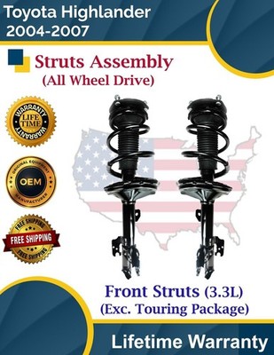New OE Front Struts For 2004-2007 Toyota Highlander 3.3L 4X4 Lifetime Warranty
