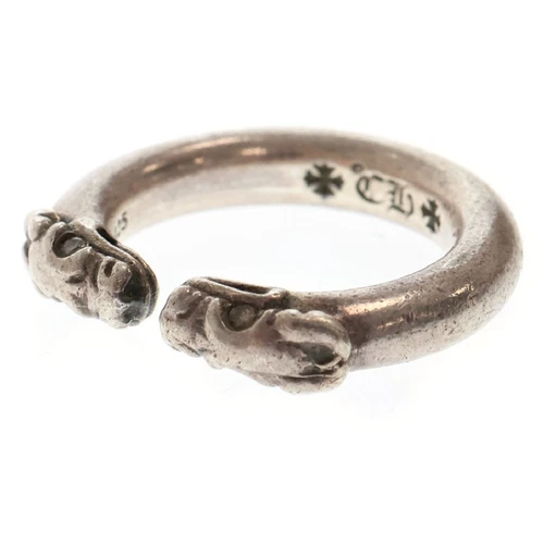 CHROME HEARTS Bracciale Cuori Cromati Doppio Occhio di Cane Dopo Dia Ior Anello Argento Diamante