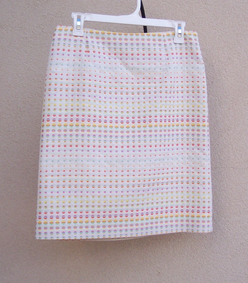 W by Worth white multi skirt Mod Retro size 6 S Geometric Dots colorful USA - Image 4 of 4
