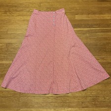 VTG Ralph Lauren Country Skirt Sz 12 Red Floral 100 Cotton Gingham Buttons