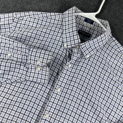 Peter Millar Button Down Mens XXL Extra Extra Large Blue Check Summer Chambray