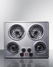Summit Appliance CR4SS24 24 in. 240V Wide 4 Burner Coil Cooktop