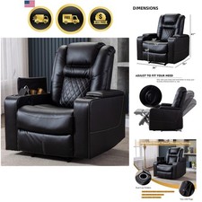 Electric Power Recliner Chair with USB Ports and Cup Holders, Breathable Leat...